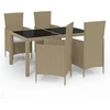 Image de vidaXL Ensemble de jardin 5 pièces avec coussins Poly rotin Beige