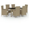 Image de vidaXL Ensemble de jardin 7 pièces avec coussins Poly rotin Beige