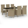 Image de vidaXL Ensemble de jardin 7 pièces avec coussins Poly rotin Beige