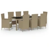 Image de vidaXL Salon de jardin 9 pièces avec coussins Poly rotin Beige