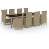 Image de vidaXL Salon de jardin 9 pièces avec coussins Poly rotin Beige