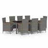 Image de vidaXL Salon de jardin 9 pièces avec coussins Poly Rattan Gris