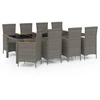 Image de vidaXL Salon de jardin 9 pièces avec coussins Poly Rattan Gris