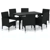Image de vidaXL Ensemble de jardin 7 pièces avec coussins Poly rotin noir