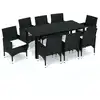 Image de vidaXL Salon de jardin 9 pièces avec coussins Poly rotin noir