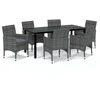Image de vidaXL Ensemble de jardin 7 pièces avec coussins Poly rotin gris