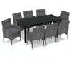 Image de vidaXL Salon de jardin 9 pièces avec coussins Poly Rattan Gris