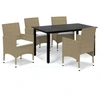 Image de vidaXL Ensemble de jardin 5 pièces avec coussins Poly rotin Beige