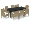 Image de vidaXL Salon de jardin 9 pièces avec coussins Poly rotin Beige