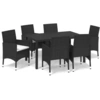 Image de vidaXL Ensemble de jardin 7 pièces avec coussins Poly rotin noir