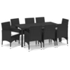 Image de vidaXL Salon de jardin 9 pièces avec coussins Poly rotin noir