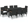 Image de vidaXL Salon de jardin 9 pièces avec coussins Poly rotin noir
