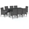 Image de vidaXL Salon de jardin 9 pièces avec coussins Poly Rattan Gris