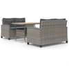 Image de vidaXL Ensemble de jardin 3 pièces avec coussins gris Poly rotin