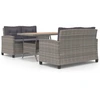 Image de vidaXL Ensemble de jardin 3 pièces Poly rotin & bois massif Acacia