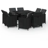 Image de vidaXL Salon de jardin 9 pièces avec coussins Poly rotin noir