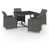 Image de vidaXL Ensemble de jardin 5 pièces avec coussins Poly Rattan Gris