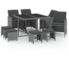 Image de vidaXL Salon de jardin 9 pièces avec coussins Poly Rattan Gris