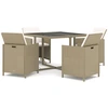 Image de vidaXL Ensemble de jardin 5 pièces avec coussins Poly rotin Beige