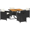 Image de vidaXL 5-tlg. Groupe de jardinage avec baisers Poly Rattan Schwarz