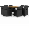 Image de vidaXL Salon de jardin 9 pièces avec coussins Poly rotin noir