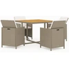 Image de vidaXL Ensemble de jardin 5 pièces avec coussins Poly rotin Beige