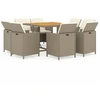Image de vidaXL Salon de jardin 9 pièces avec coussins Poly rotin Beige