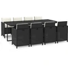 Image de vidaXL Salon de jardin 9 pièces avec coussins Poly rotin noir