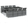 Image de vidaXL Salon de jardin 9 pièces avec coussins Poly Rattan Gris