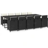 Image de vidaXL Ensemble de jardin 11 pièces avec coussins Poly rotin noir