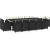Image de vidaXL Ensemble de jardin 15 pièces avec coussins Poly rotin noir