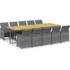 Image de vidaXL Ensemble de jardin 11 pièces avec coussins Poly Rattan Gris