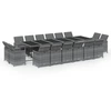 Image de vidaXL Ensemble de jardin 17 pièces avec coussins Poly rotin gris
