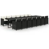 Image de vidaXL Ensemble de jardin 15 pièces avec coussins Poly rotin noir