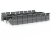 Image de vidaXL Ensemble de jardin 17 pièces avec coussins Gris Poly rotin