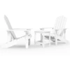 Image de Chaises de jardin Adirondack avec table PEHD blanc