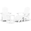 Image de vidaXL Chaises de jardin Adirondack avec tabouret & table HDPE blanc