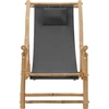 Image de vidaXL Chaise longue bambou et toile gris foncé
