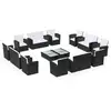 Image de vidaXL Ensemble salon de jardin 16 pièces avec coussins Poly-Rattan Noir