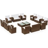 Image de vidaXL Ensemble de salon de jardin 16 pièces avec coussins Poly-Rattan Brun