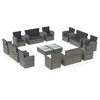 Image de vidaXL Ensemble de salon de jardin 16 pièces avec coussins Poly-Rattan Gris