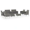 Image de vidaXL Ensemble salon de jardin 8 pièces avec coussins Poly rotin gris