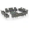 Image de vidaXL Ensemble de salon de jardin 16 pièces avec coussins Poly Rattan Gris