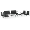 Image de vidaXL 8-tlg. Set de salon de jardin avec auflagen Poly Rattan Schwarz