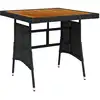 Image de vidaXL Table de jardin noire 70x70x72 cm Poly rotin & bois massif acacia