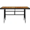 Image de vidaXL Table de jardin noire 130x70x72cm Poly rotin & bois massif acacia