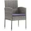 Image de vidaXL Chaises de jardin avec coussins gris foncé 2 pcs. Gris Polyrattan