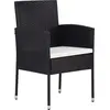 Image de vidaXL Chaises de jardin avec coussins en blanc crème 4 pcs. noir Polyrattan