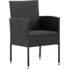 Image de vidaXL Chaises de jardin avec coussins en noir 4 pcs. noir Polyrattan