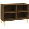 Image de vidaXL Armoire TV avec pieds en bois massif chêne fumé 69,5x30x50 cm